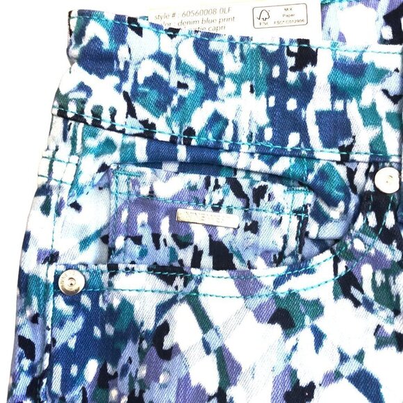NWT Nine West Chrystie Capri Womens Size 8 Blue White Black Camo Pattern NEW - Picture 3 of 8